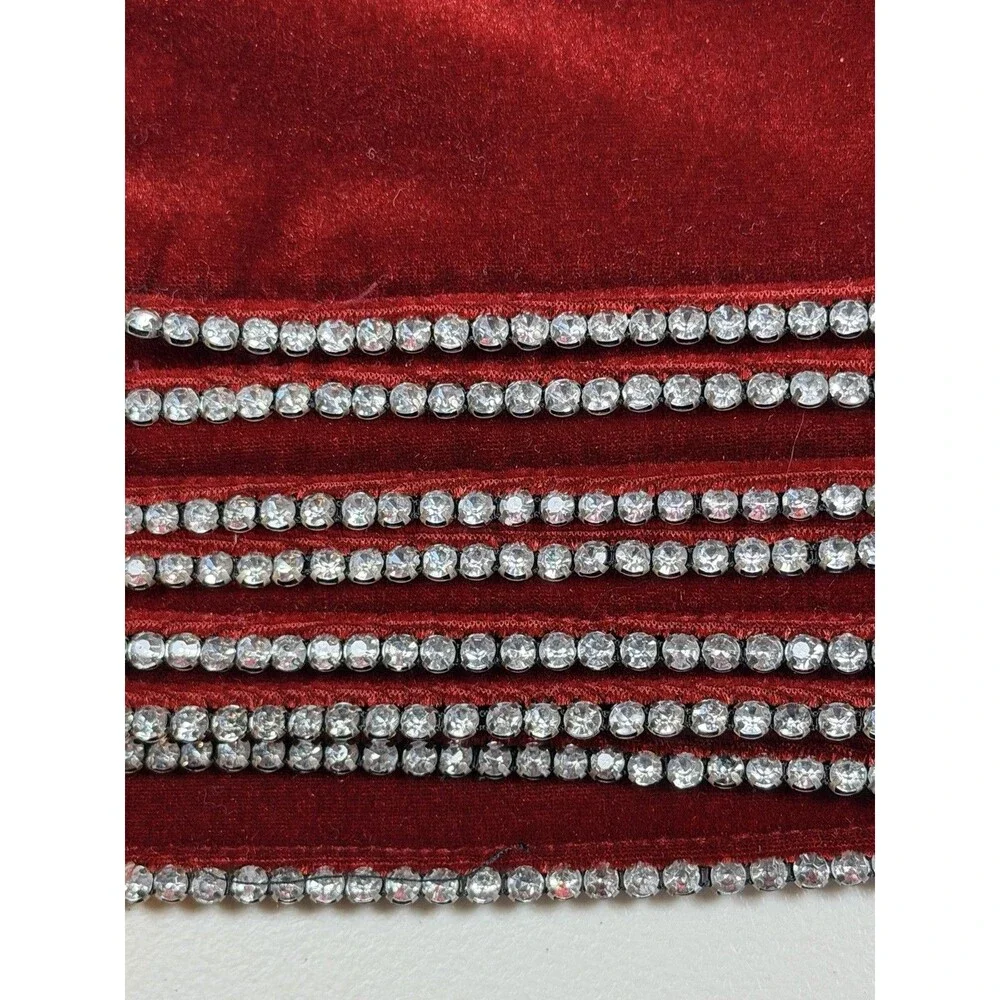 Red Velvet Rhinestone Placemats Set of‎ 8 Glam Holiday Table Decor